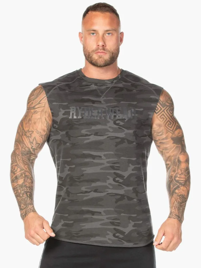 Tanks Mens Ryderwear Camo Fleece Tank Black Camo