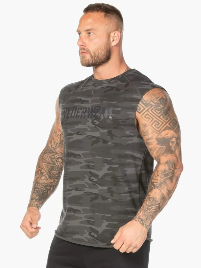 Tanks Mens Ryderwear Camo Fleece Tank Black Camo