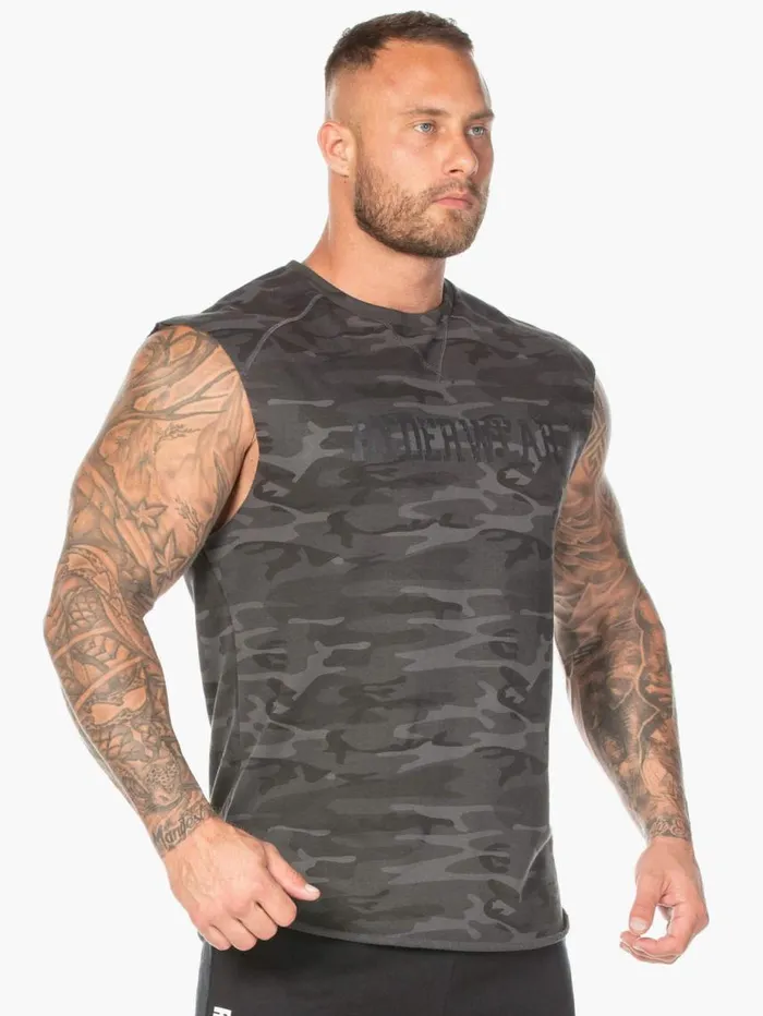 Tanks Mens Ryderwear Camo Fleece Tank Black Camo