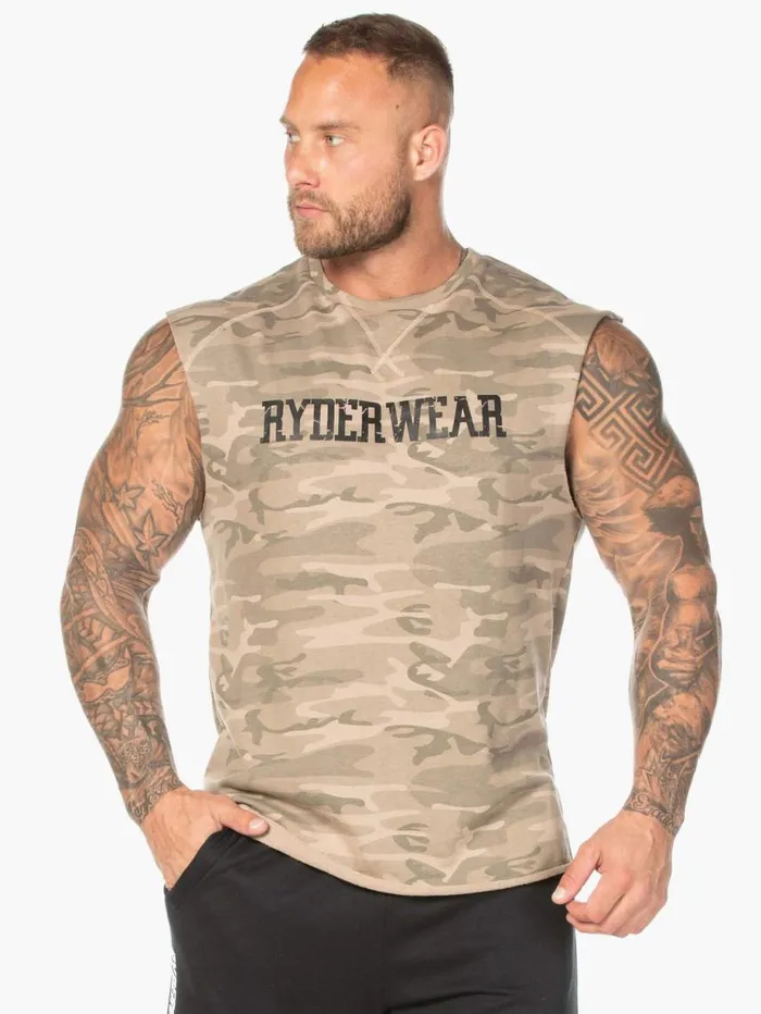 Tanks Mens Ryderwear Camo Fleece Tank Tan Camo