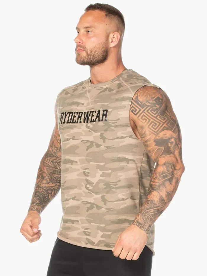 Tanks Mens Ryderwear Camo Fleece Tank Tan Camo