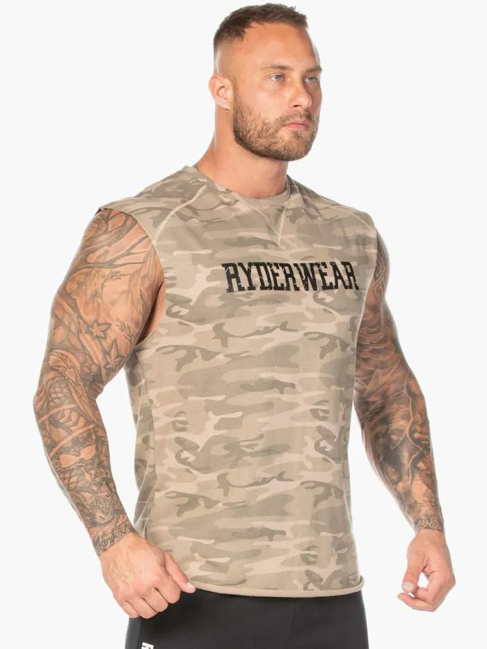 Tanks Mens Ryderwear Camo Fleece Tank Tan Camo