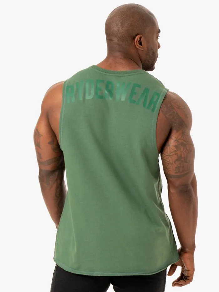 Tanks Mens Ryderwear Force Fleece Tank Green