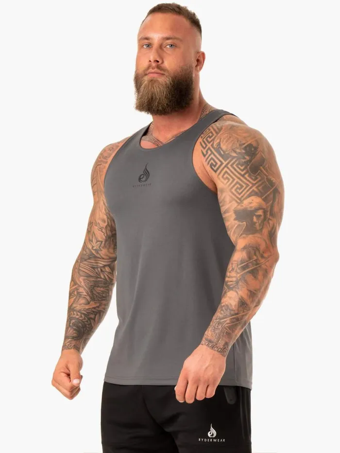 Tanks Mens Ryderwear Heighten Mesh Regular Tank Charcoal