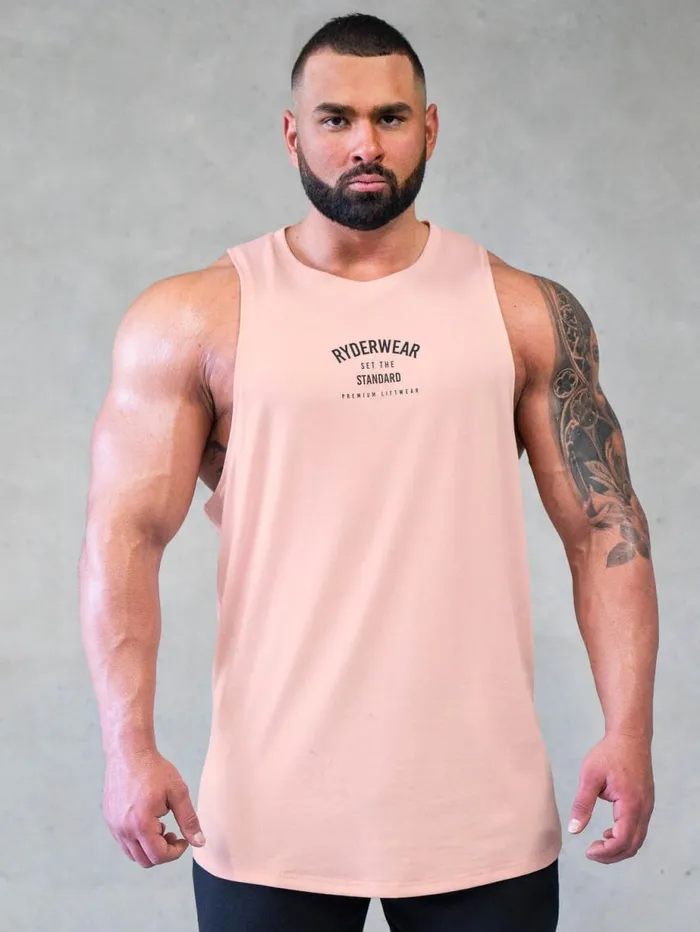 Tanks Mens Ryderwear Legacy Drop Armhole Tank Faded Pink