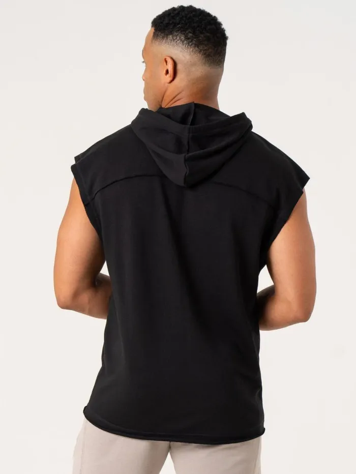 Tanks Mens Ryderwear Pursuit Fleece Sleeveless Hoodie Black