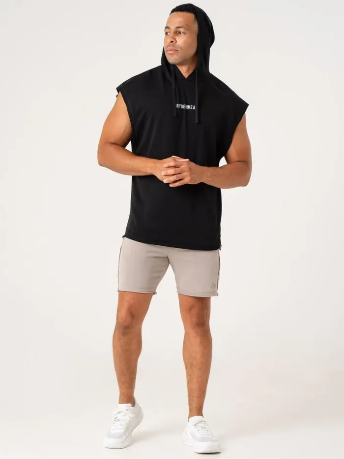 Tanks Mens Ryderwear Pursuit Fleece Sleeveless Hoodie Black