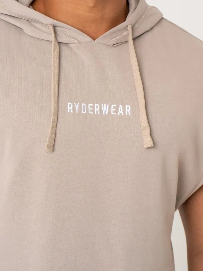 Tanks Mens Ryderwear Pursuit Fleece Sleeveless Hoodie Taupe