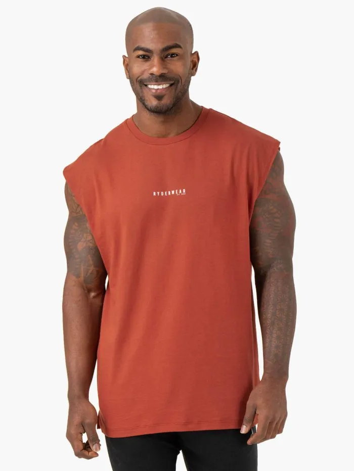 Tanks Mens Ryderwear Pursuit Wide Cut Tank Red Clay