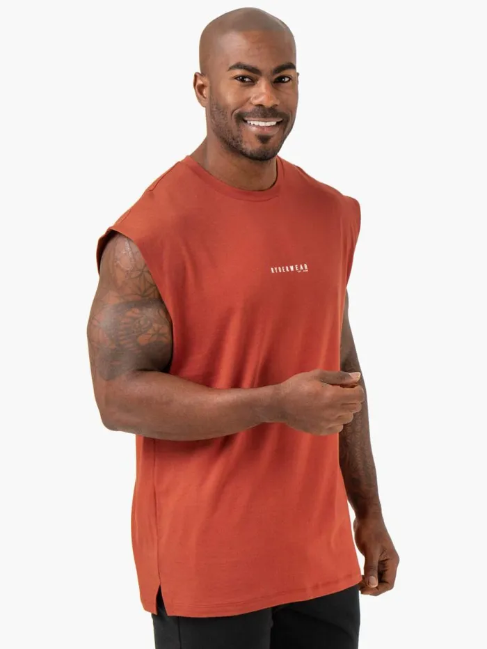 Tanks Mens Ryderwear Pursuit Wide Cut Tank Red Clay