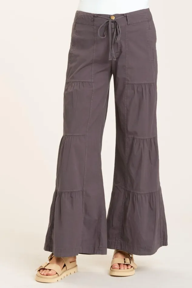 Terraced Wide Leg Pant Charcoal Clothing XCVI Pants