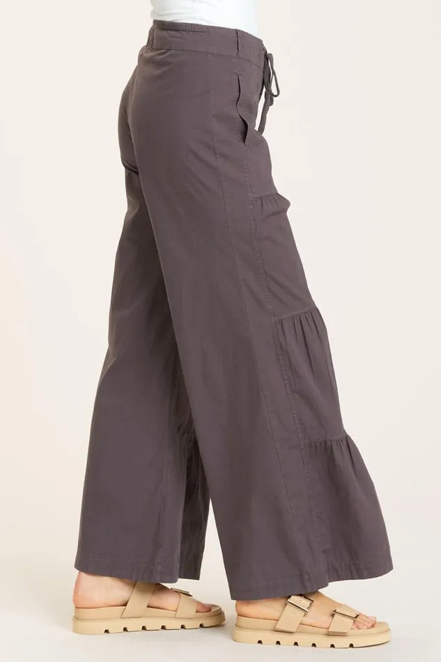 Terraced Wide Leg Pant Charcoal Clothing XCVI Pants