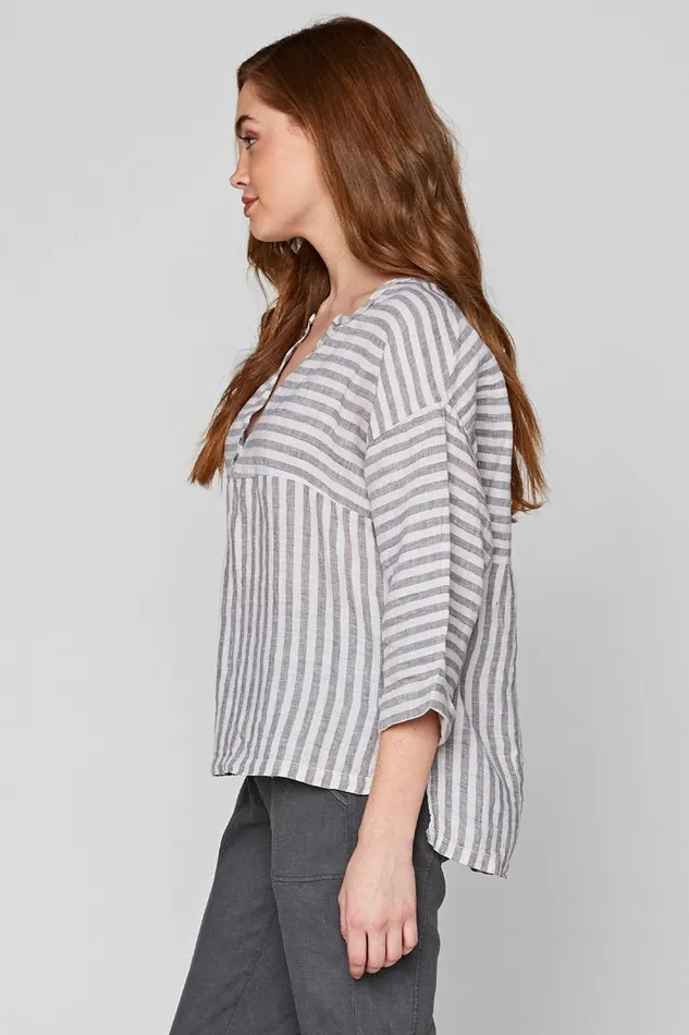 The Striped Blouse Toasted Almond Clothing XCVI ShirtsBlouses
