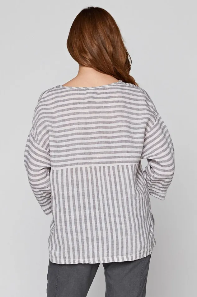 The Striped Blouse Toasted Almond Clothing XCVI ShirtsBlouses