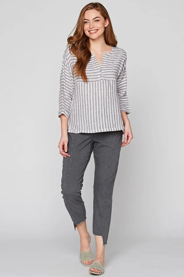 The Striped Blouse Toasted Almond Clothing XCVI ShirtsBlouses