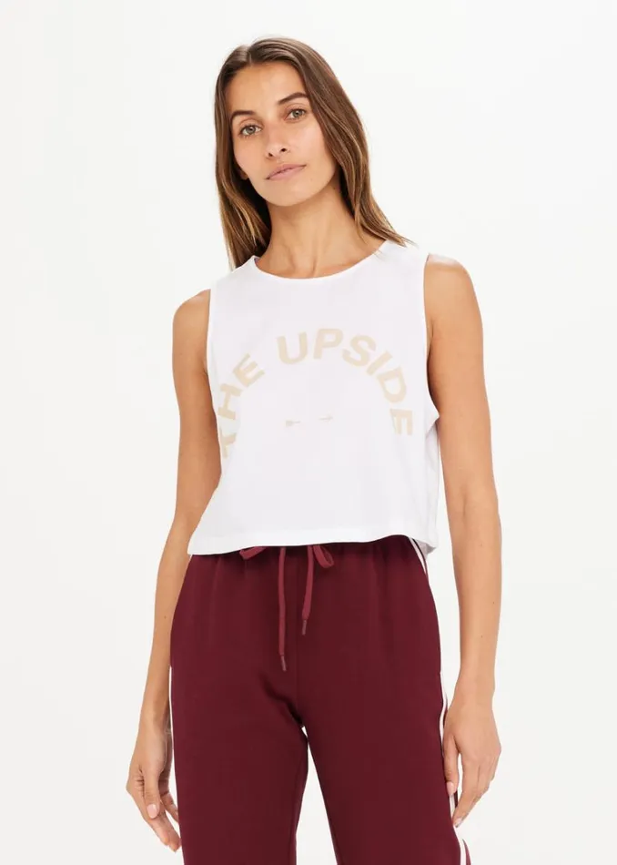 The Upside BAILEY CROP TANK White Shop Shirts and Tanks