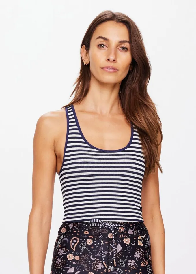 The Upside BALANCE SEAMLESS MOLLY CROP Stripe Shop Shirts and Tanks
