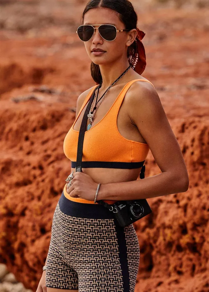 The Upside CASTILLA KNIT RORY BRA Tangelo Shop Sports Bras