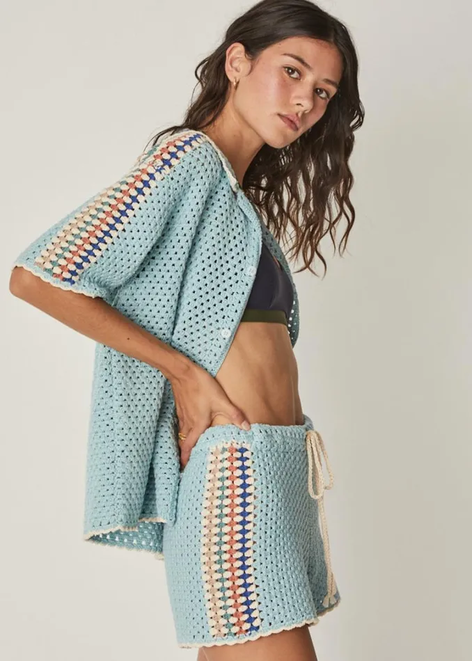 The Upside CASTILLO CROCHET HALI SHORT Mist Shop Shorts