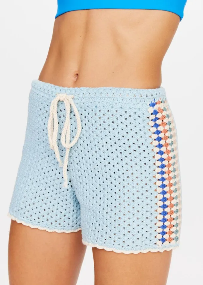 The Upside CASTILLO CROCHET HALI SHORT Mist Shop Shorts The Upside CASTILLO CROCHET HALI SHORT Mist Shop Shorts
