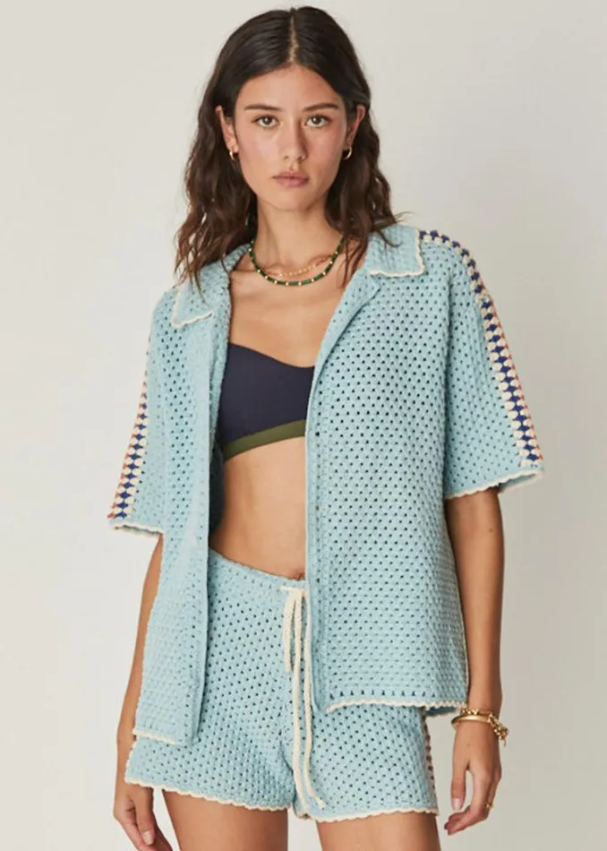 The Upside CASTILLO CROCHET LOVETT SHIRT Mist Shop Shirts and Tanks