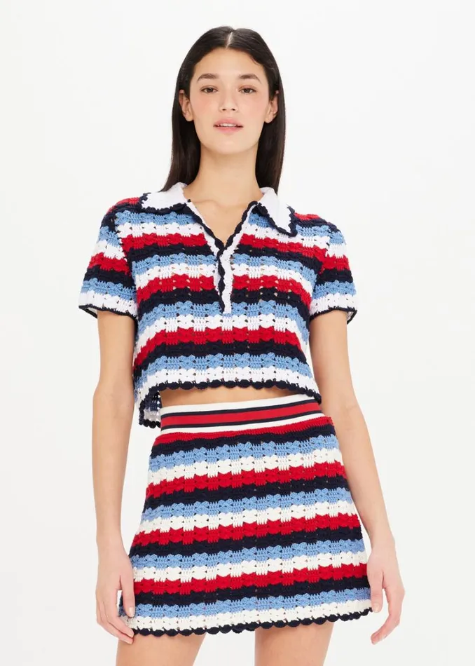 The Upside CHANTILLY CROCHET EZRA SHIRT Stripe Shop Shirts and Tanks The Upside CHANTILLY CROCHET EZRA SHIRT Stripe Shop Shirts and Tanks
