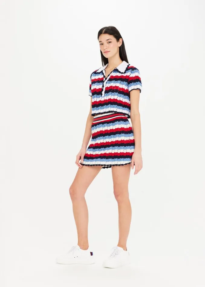 The Upside CHANTILLY CROCHET EZRA SHIRT Stripe Shop Shirts and Tanks The Upside CHANTILLY CROCHET EZRA SHIRT Stripe Shop Shirts and Tanks