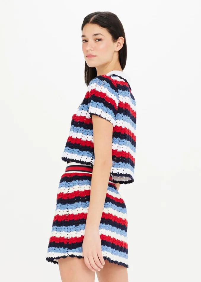 The Upside CHANTILLY CROCHET EZRA SHIRT Stripe Shop Shirts and Tanks The Upside CHANTILLY CROCHET EZRA SHIRT Stripe Shop Shirts and Tanks