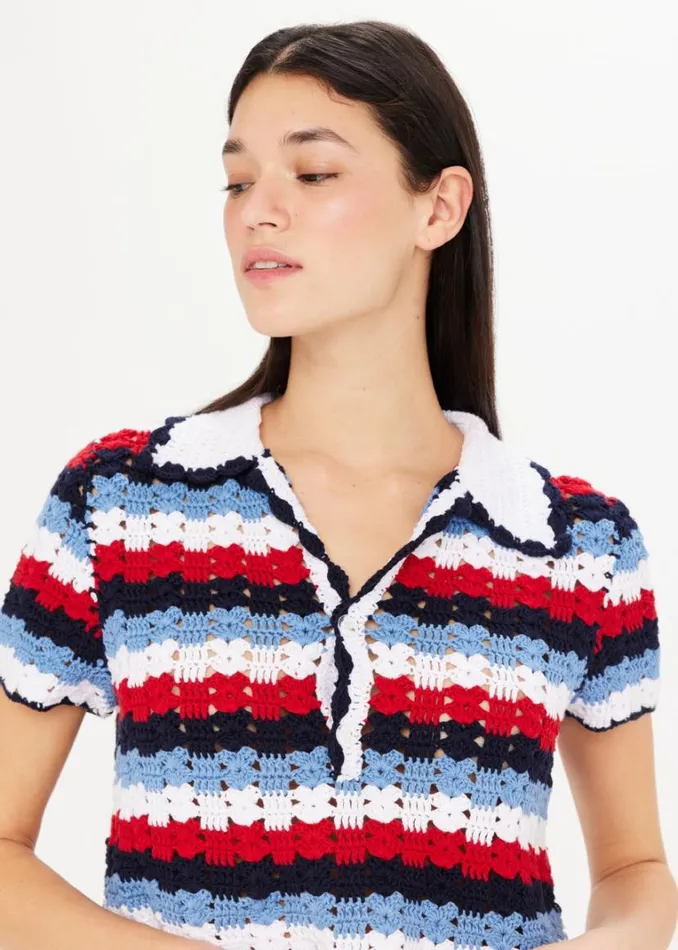 The Upside CHANTILLY CROCHET EZRA SHIRT Stripe Shop Shirts and Tanks The Upside CHANTILLY CROCHET EZRA SHIRT Stripe Shop Shirts and Tanks
