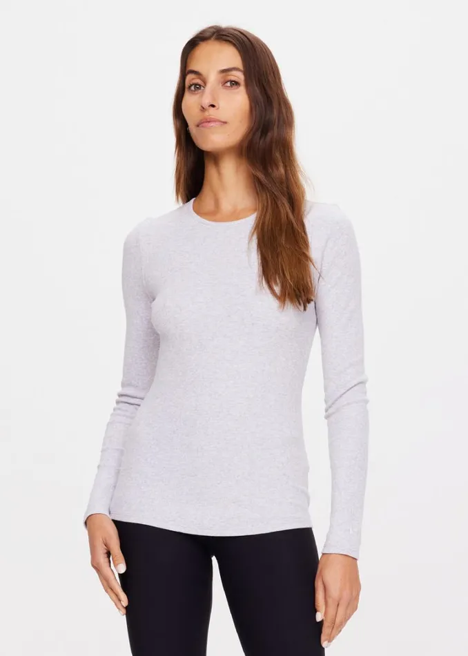 The Upside CHRISSY LONG SLEEVE Grey Marle Shop Shirts and Tanks