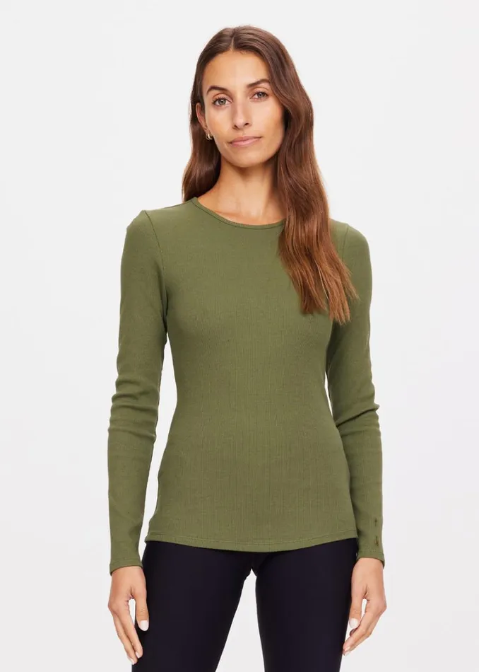 The Upside CHRISSY LONG SLEEVE Olive Shop Shirts and Tanks