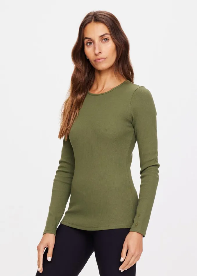 The Upside CHRISSY LONG SLEEVE Olive Shop Shirts and Tanks