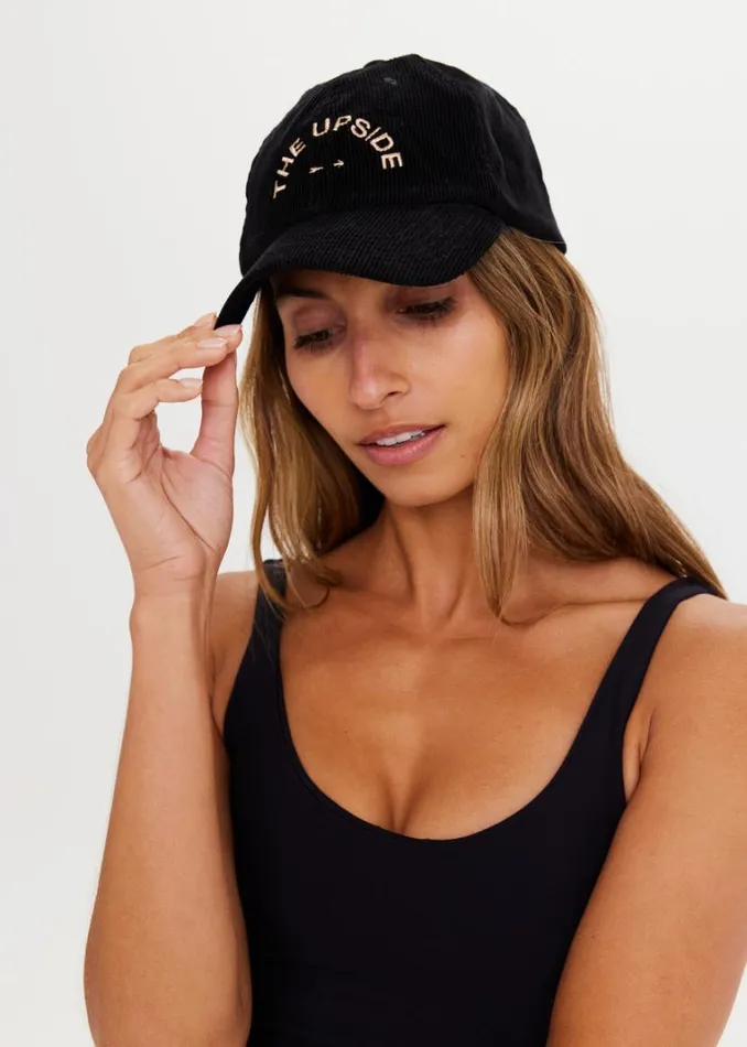 The Upside CORDUROY SOFT CAP Black Shop Hats and Headwear