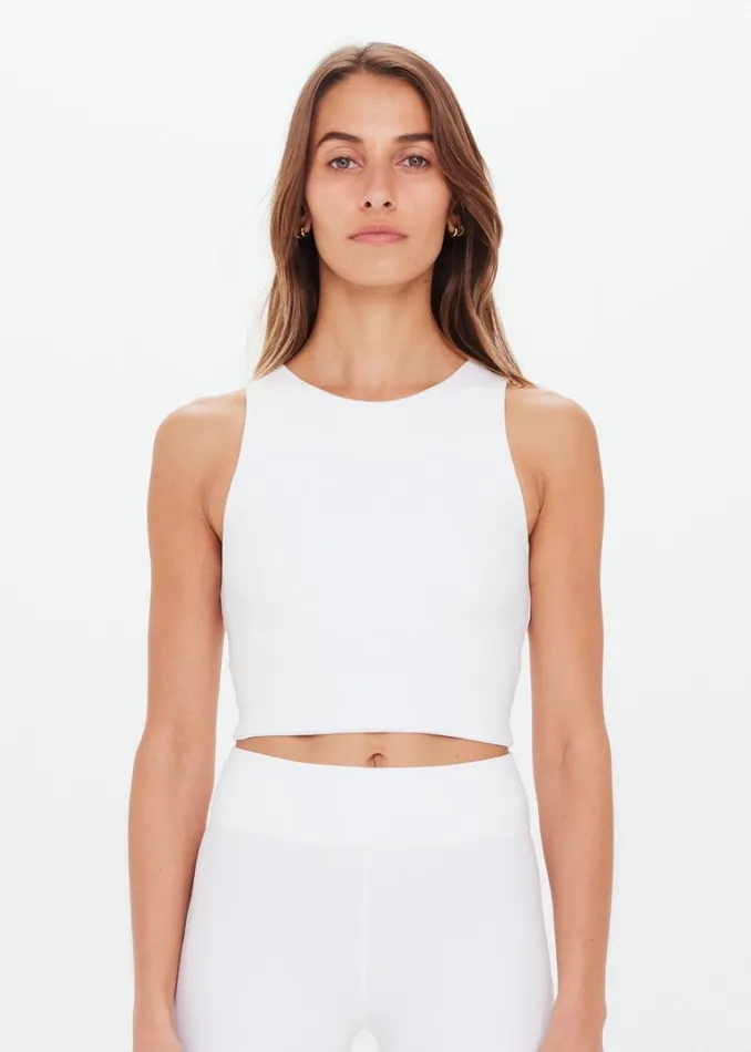 The Upside JACINTA CROP TANK White Shop Sports Bras