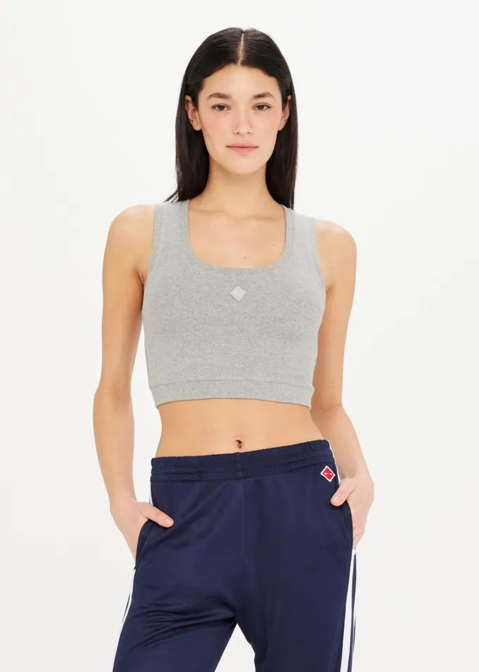The Upside MILAN CROP TANK Grey Marle Shop Shirts and Tanks