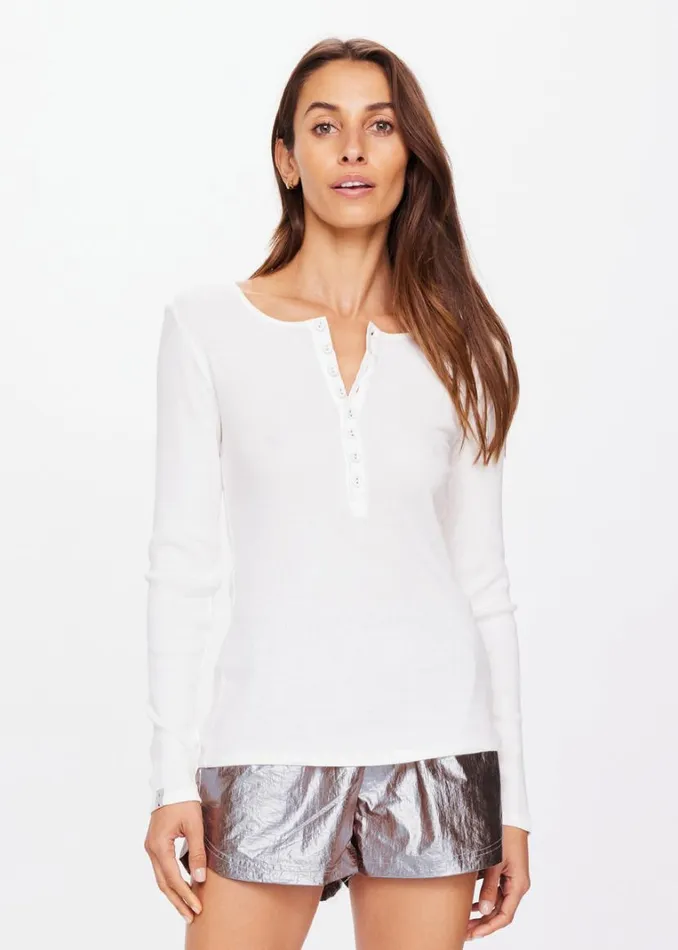 The Upside NESS RIBBED LONG SLEEVE Creme Shop Shirts and Tanks