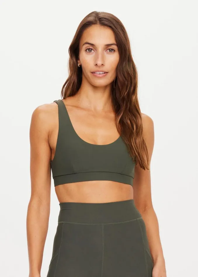 The Upside PEACHED DAISY BRA Khaki Shop Sports Bras