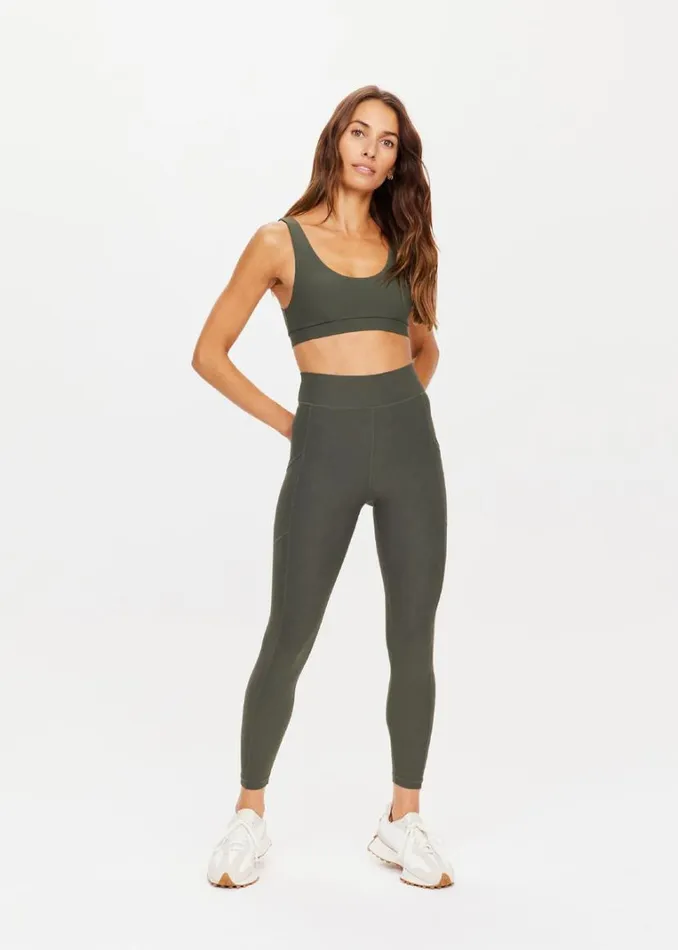 The Upside PEACHED DAISY BRA Khaki Shop Sports Bras