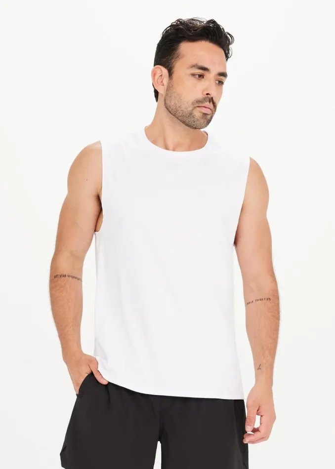 The Upside QUICK DRY KEANU MUSCLE TANK White Shop Tops