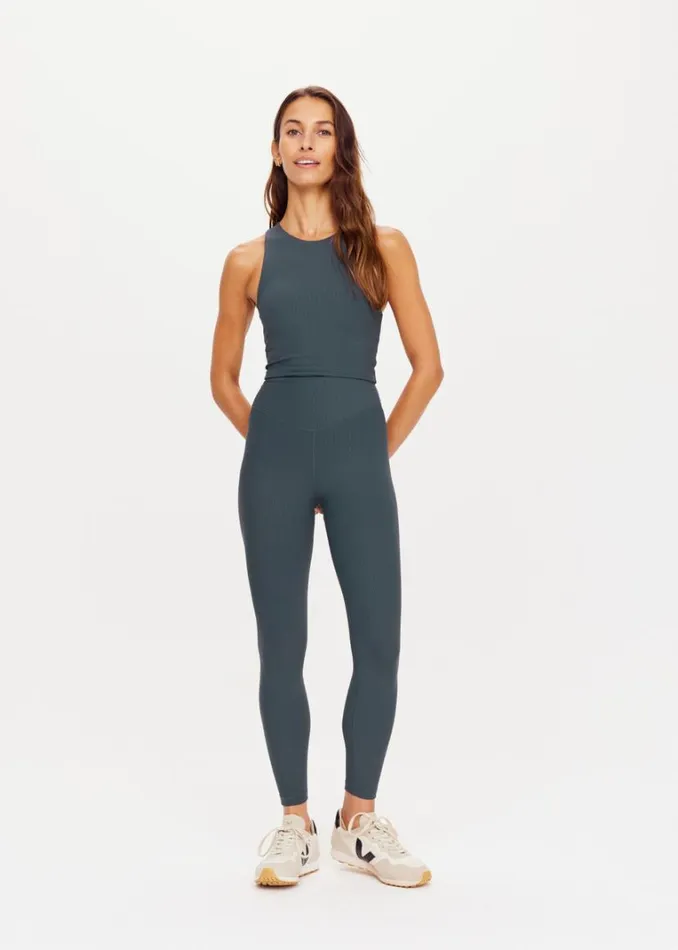 The Upside RIBBED 25IN MIDI PANT Petrol Shop Leggings The Upside RIBBED 25IN MIDI PANT Petrol Shop Leggings