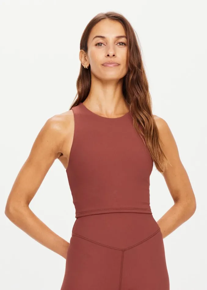 The Upside RIBBED JACINTA TANK Brown Shop Sports Bras The Upside RIBBED JACINTA TANK Brown Shop Sports Bras