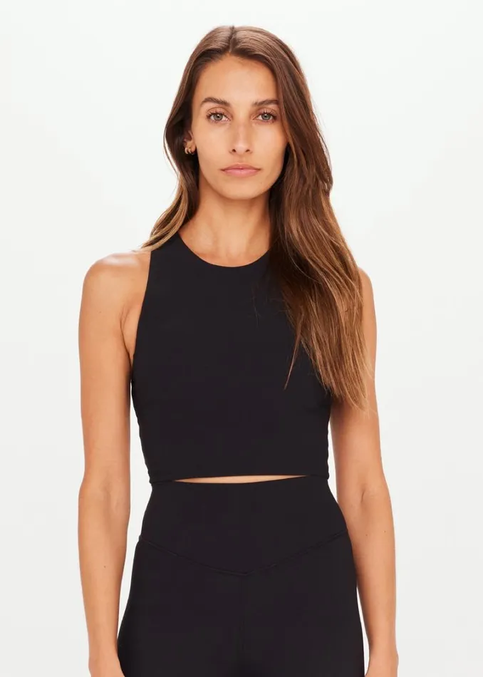 The Upside RIBBED SAMARA CROP Black Shop Sports Bras