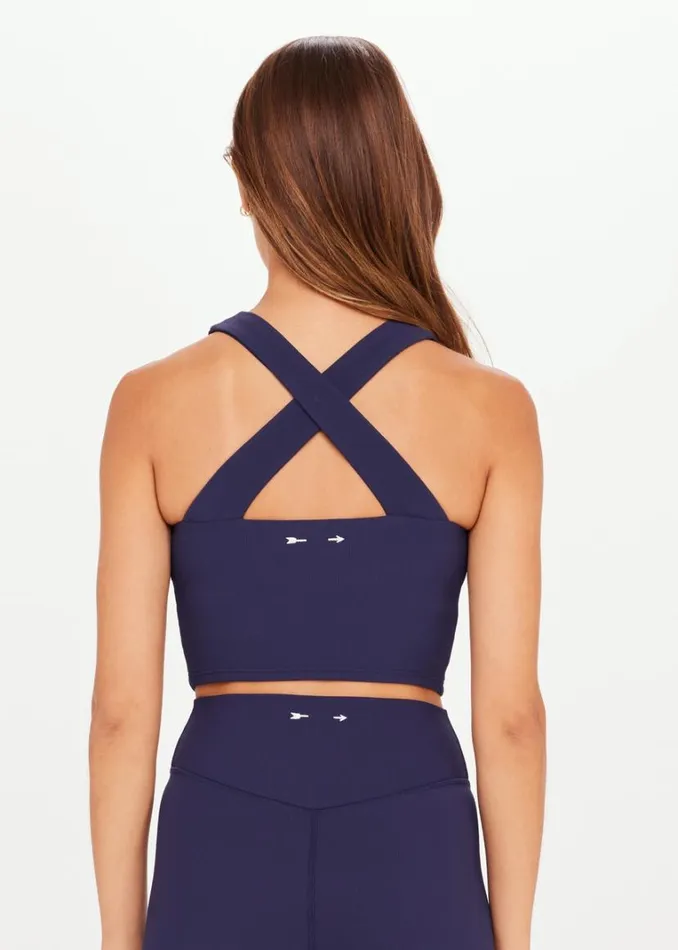 The Upside RIBBED SAMARA CROP Navy Shop Sports Bras The Upside RIBBED SAMARA CROP Navy Shop Sports Bras