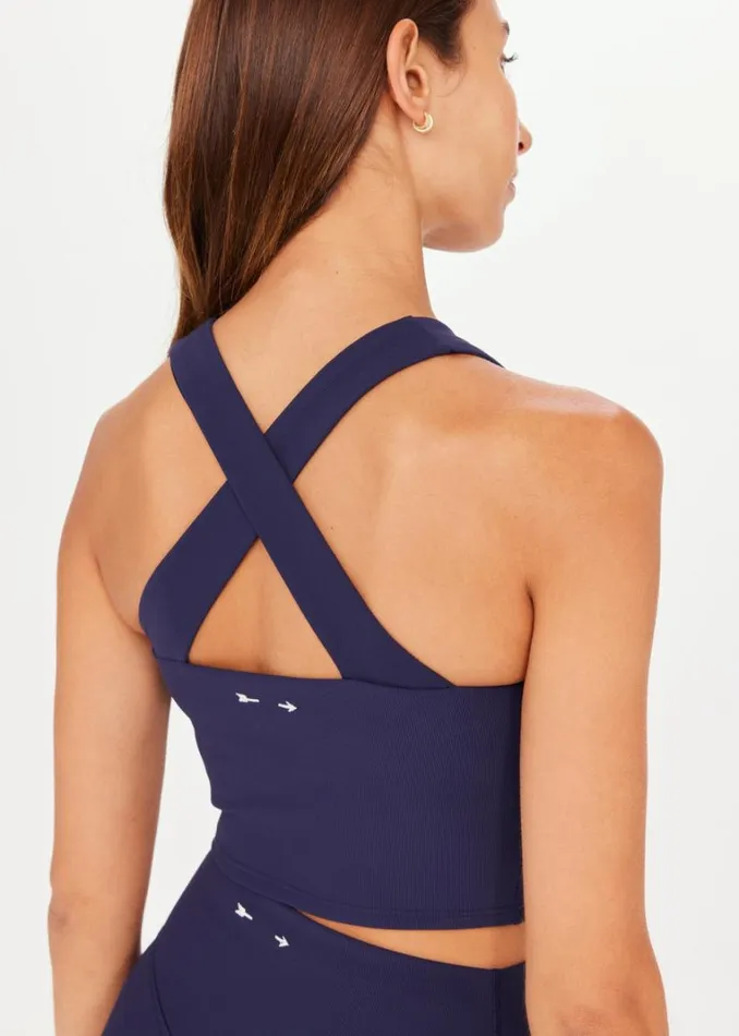 The Upside RIBBED SAMARA CROP Navy Shop Sports Bras The Upside RIBBED SAMARA CROP Navy Shop Sports Bras