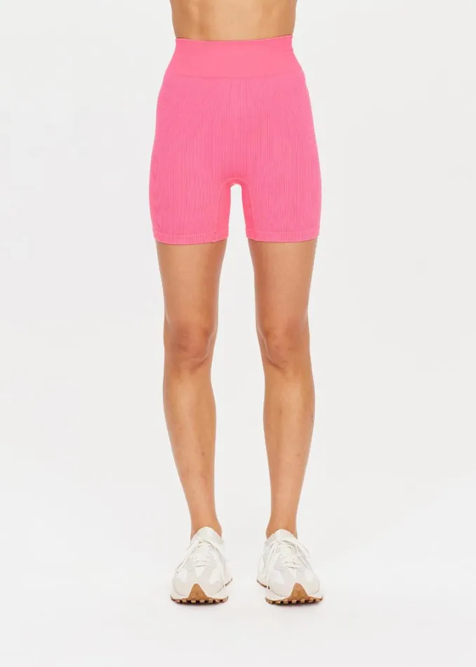 The Upside RIBBED SEAMLESS 5IN SPIN SHORT Neon Pink Shop Shorts The Upside RIBBED SEAMLESS 5IN SPIN SHORT Neon Pink Shop Shorts