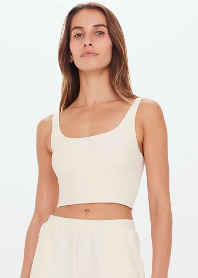 The Upside YOKO LUCIA CROP Ivory Shop Sports Bras