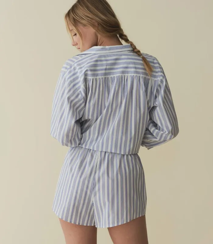 THELMA SHORT Indigo Sorrento Stripe Shop DEN Pants and Shorts
