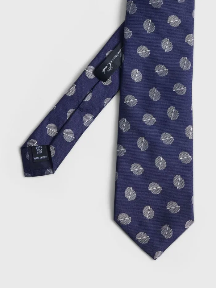 Ties Mens Paul Stuart Deco Dot Woven Silk Tie Dark Blue