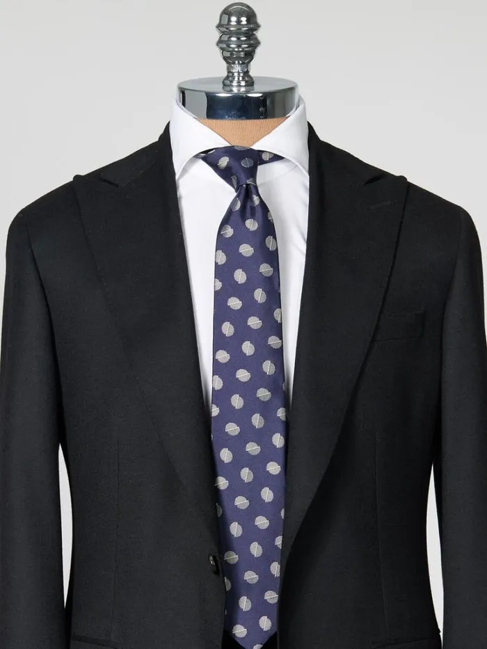 Ties Mens Paul Stuart Deco Dot Woven Silk Tie Dark Blue