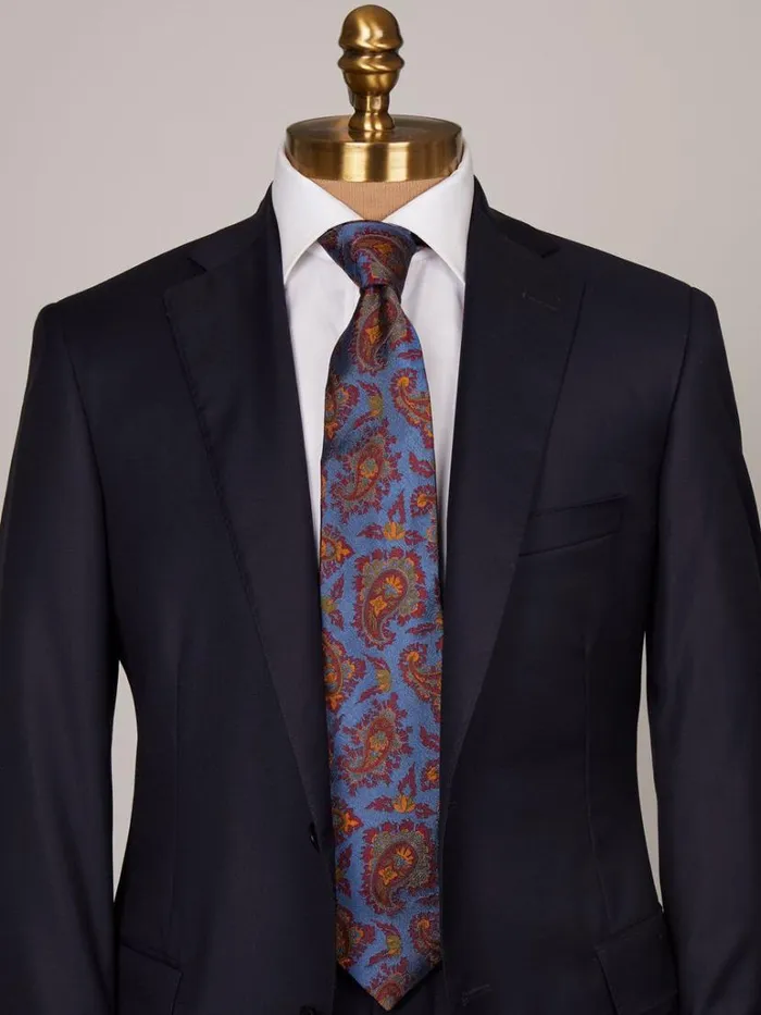 Ties Mens Paul Stuart Jacquard Tapestry Tie Medium Blue Ties Mens Paul Stuart Jacquard Tapestry Tie Medium Blue